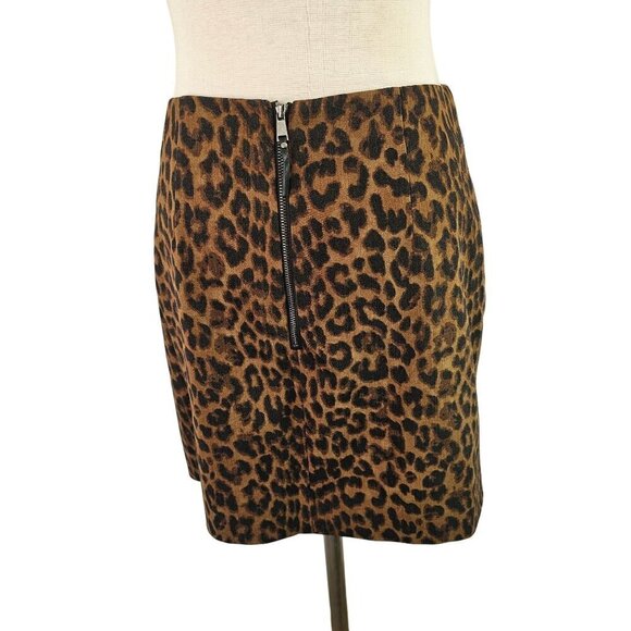 Ann Taylor Animal Print Asymmetrical Short Skirt Size 0 Stretch Wool Blend NEW - Picture 8 of 9